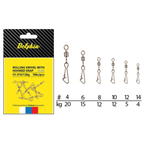 AGRAFE CU VARTEJ DELPHIN ROLLING SWIVEL W HOOK SNAP B-03 10BUC